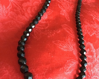 Vintage black glass bead necklace