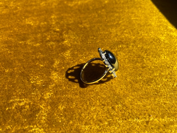 Vintage Adjustable Hematite Statement Ring in Sil… - image 3