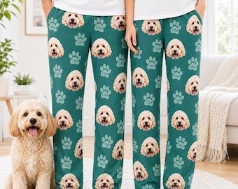Benutzerdefinierte Gesichts Pyjama Hose, personalisierte Haustier Foto Pyjamas, Hunde Gesicht Pyjamas, passende Paar Pyjama Hose, Hund Mama Papa Geschenk