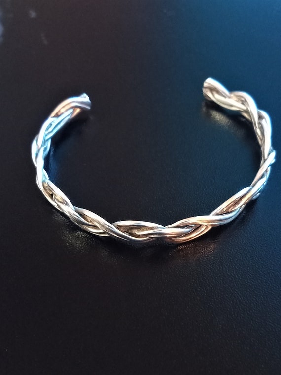 Vintage Sterling Silver braided bracelet - image 2