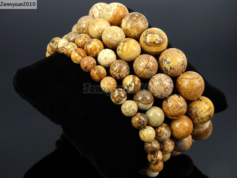 Natural Handmade Picture Jasper Gemstone Size 6mm 8mm 10mm 12mm Round Beads Stretchy Bracelet Healing Jewelry Design and Crafts