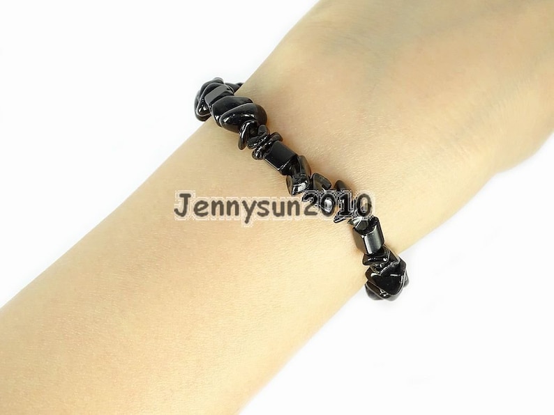 Natural Black Obsidian Gemstone 5-8mm Chip Beads Stretchy Bracelet Healing Reiki Chakra Jewelry Design and Crafts
