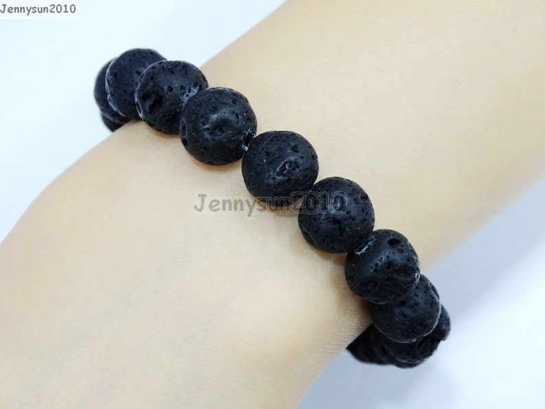 Natural Handmade Volcanic Lava Gemstone Size 6mm 8mm 10mm 12mm Round Beads Stretchy Bracelet Healing Jewelry Design and Crafts
