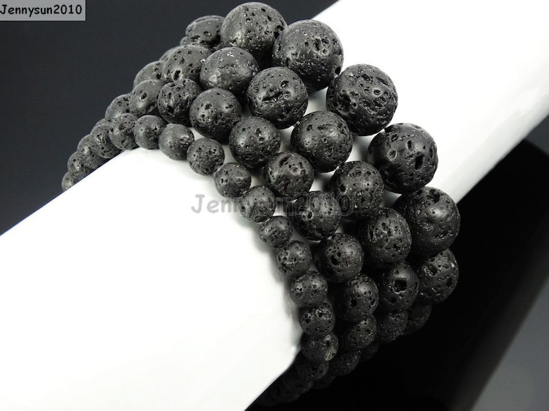 Natural Handmade Volcanic Lava Gemstone Size 6mm 8mm 10mm 12mm Round Beads Stretchy Bracelet Healing Jewelry Design and Crafts