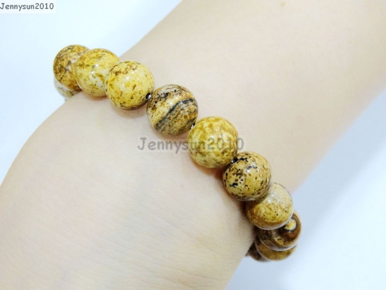 Natural Handmade Picture Jasper Gemstone Size 6mm 8mm 10mm 12mm Round Beads Stretchy Bracelet Healing Jewelry Design and Crafts