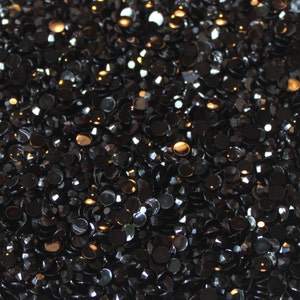 1000 Crystal Flat Back Resin Rhinestones Gems, Jet Black, Choose Your Size ss6, ss12, ss16, ss20