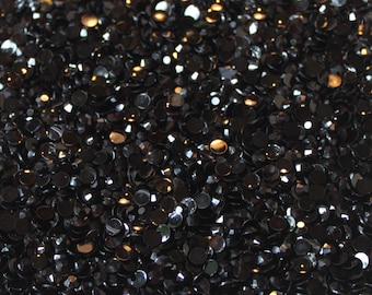 1000 Crystal Flat Back Resin Rhinestones Gems, Jet Black, Choose Your Size ss6, ss12, ss16, ss20