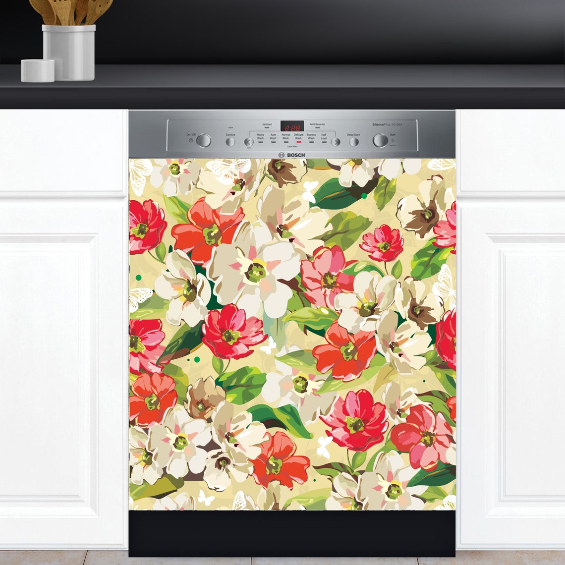 Dishwasher Cover Choose Or Vinyl Decal Sticker Floral Etsy
