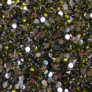 1000 Crystal Flat Back Resin Rhinestones Gems, Olivine, Choose Your Size ss6, ss12, ss16, ss20