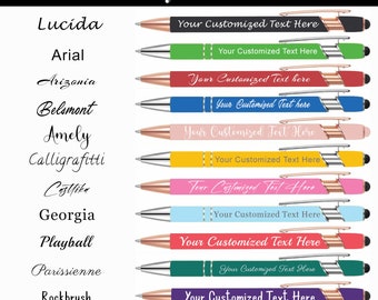 12 Personalized Pens with Stylus Custom Engraved Metal Ballpoint Pen for Executives, Teachers, Students. Ideal Gift For Promotions Or Events