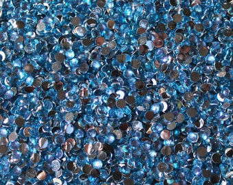 1000 Crystal Flat Back Resin Rhinestones Gems, Blue Sky Choose Your Size ss6, ss12, ss16, ss20