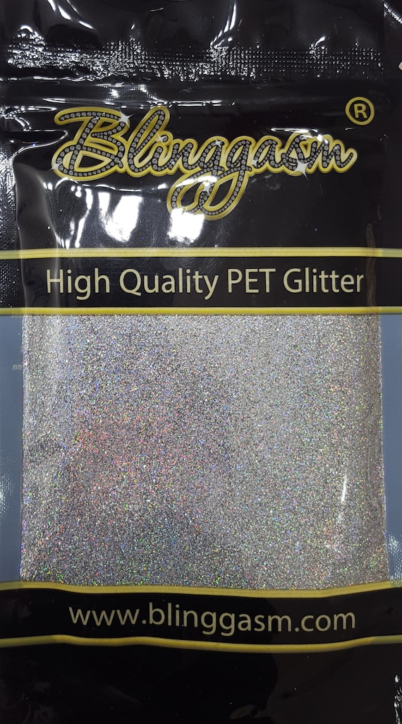 High Quality Holographic Solvent Resistant Polyester Glitter By  Blinggasm 3.5 oz By Weight  #1 LB100 SILVER