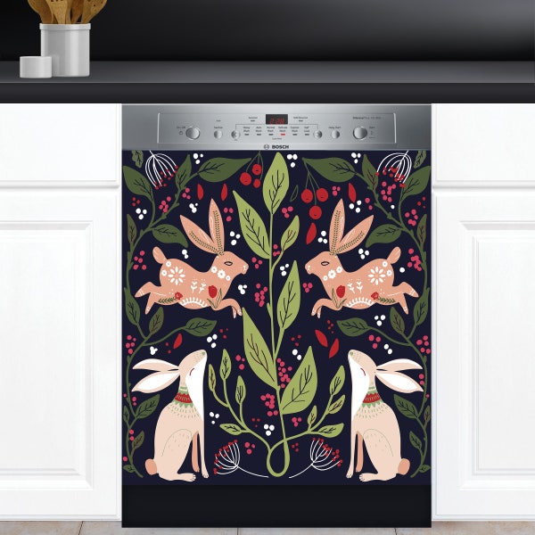 Dishwasher Cover Choose Magnet Or Vinyl Decal Sticker, Scandinavian Folk Art Design D0122- choose your type from the menu.