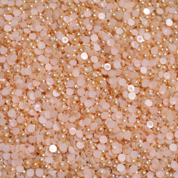 1000 Champagne Half Pearl Beads Flat Back,  Craft Scrapbooking Choose  Size