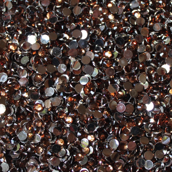 1000 Crystal Flat Back Resin Rhinestones Gems, Smoky Topaz, Choose Your Size ss6, ss12, ss16, ss20