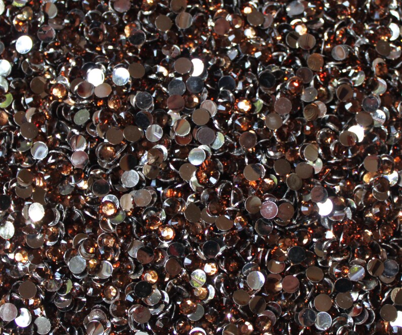 1000 Crystal Flat Back Resin Rhinestones Gems, Smoky Topaz, Choose Your ...