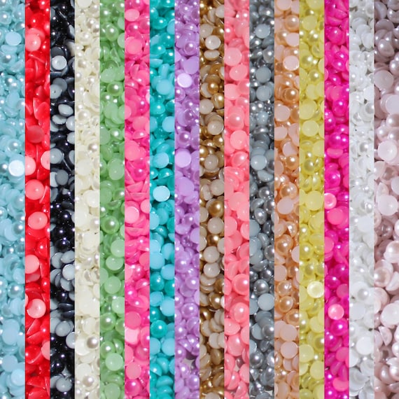 1000 Tangerine Half Pearl Beads Flat Back, Craft Scrapbooking Choose Size 