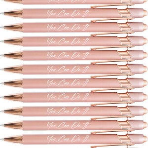 You Can Do It Motivational Message  Rose Gold / Silver Trim With Stylus, Bulk Option promotional Ballpoint Pens Business Pens Wedding Favors