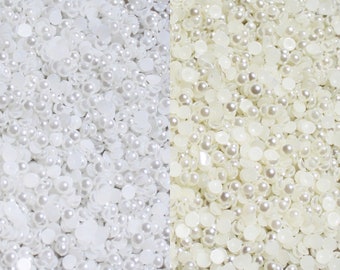 100 Half Pearl Beads Flat Back 10mm, Craft Scrapbooking Choose Your Color