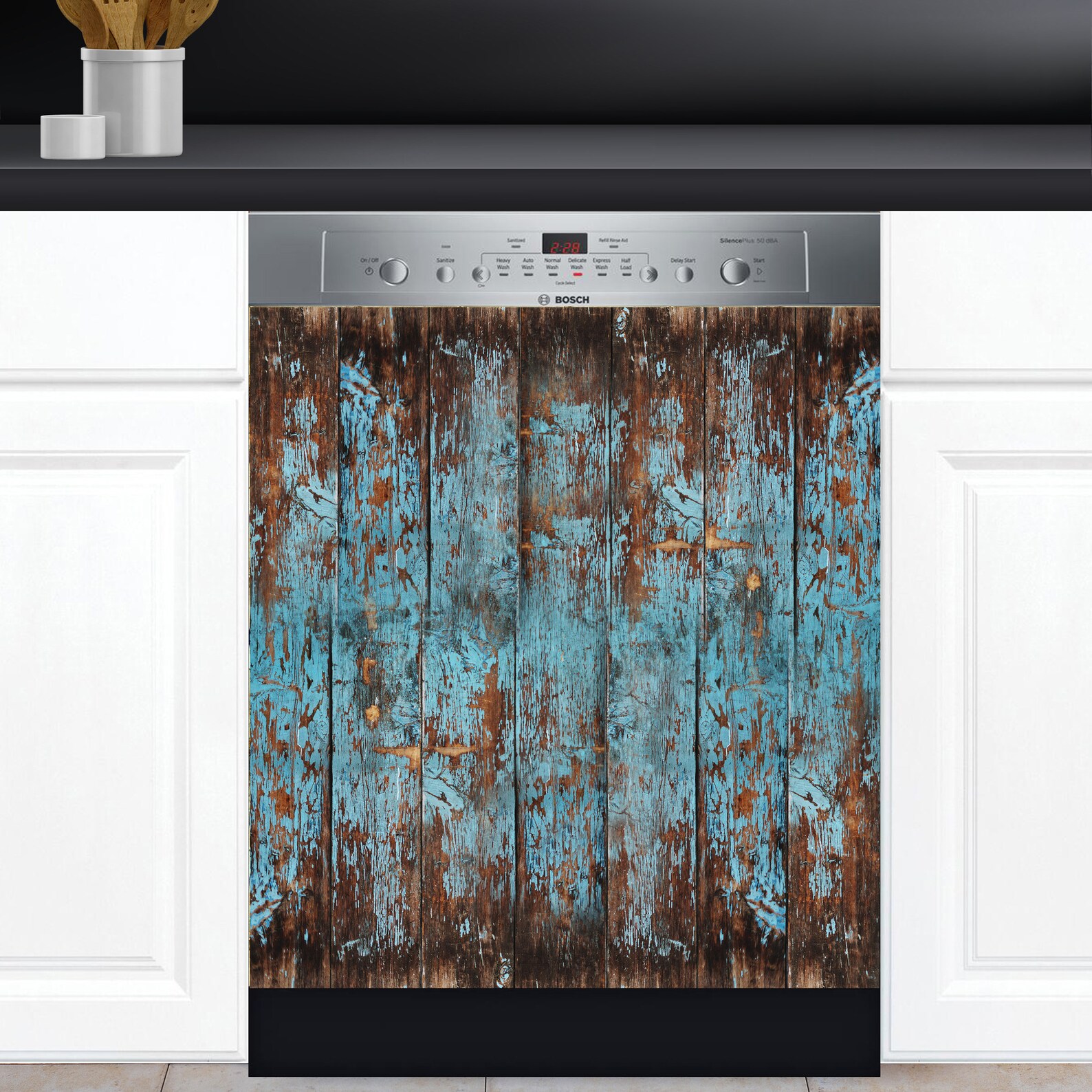 Dishwasher Cover Vinyl Sticker Grunge Blue Wood Design D0066 Etsy