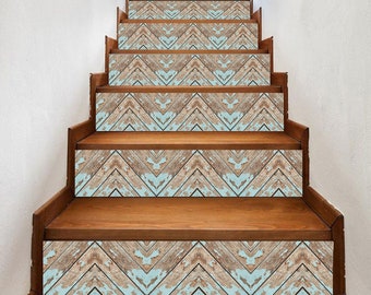 Weathered wood stair riser, window sill, tile stickers 7 inch X 36 inch strips #0066- - Choose the number of strips needed from the menu.