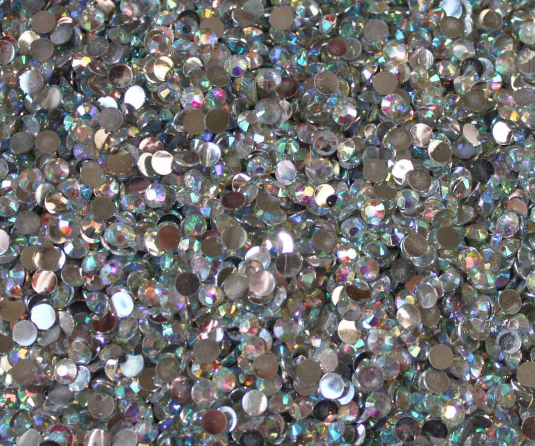 1000 Crystal Flat Back Resin Rhinestones Gems, Metallic AB Choose Your ...