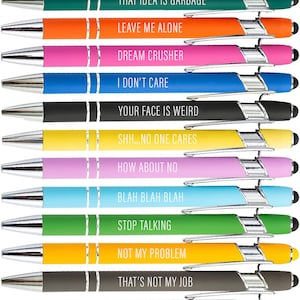 12 Pieces Negative Funny Sarcastic Ballpoint Touch Screen Stylus Pens, Choose Your Color From Menu