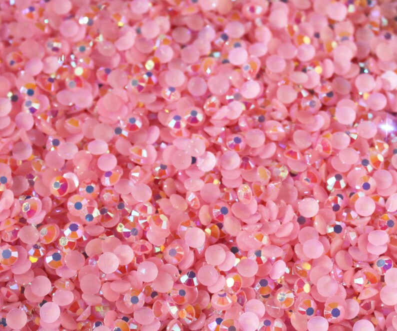 Pink Rhinestones Falling 1000 Crystal Flat Back Resin Rhinestones Gems, Pink AB Choose Your Size ...