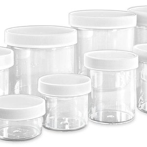 Empty Clear Or Translucent White Lids Jars, For Glitter, Beads, Rhinestones, Supply  2oz, 4oz, 6oz and 8oz, Choose Your Size From The Menu.