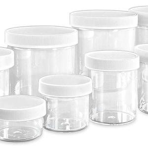 Empty Clear Or Translucent White Lids Jars, For Glitter, Beads, Rhinestones, Supply  2oz, 4oz, 6oz and 8oz, Choose Your Size From The Menu.