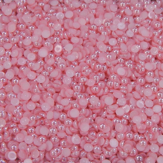 1000 Baby Pink Half Pearl Beads Flat Back, Craft Scrapbooking Choose Size