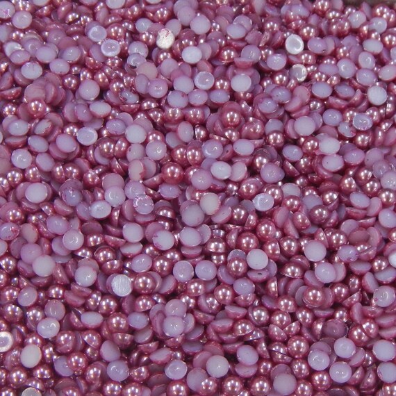 1000 Velvet Rose Half Pearl Beads Flat Back, Craft Scrapbooking