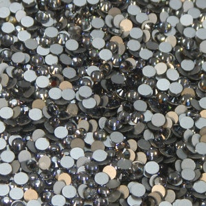 720pcs Black Diamond Silverfoiled NON Hotfix Rhinestones,  ss6, ss10, ss16, ss20  Choose Your Size
