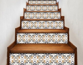 Portuguese pattern stair riser, window sill, tile stickers 7 inch X 36 inch strips #0023 - Choose the number of strips needed from the menu.