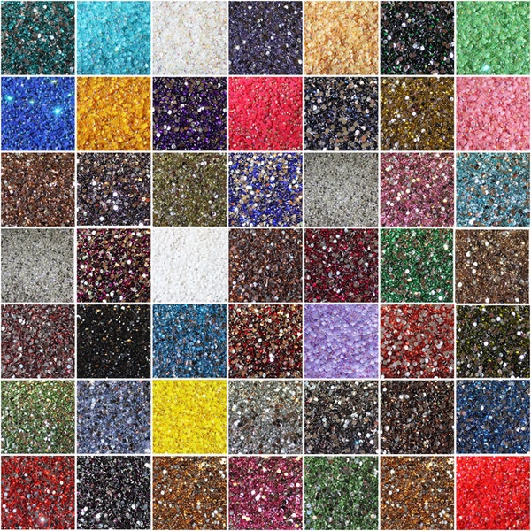 1000 Crystal Flat Back Resin Rhinestones Gems 60 colors, 2mm, 3mm,4mm, 5mm, 6.5mm