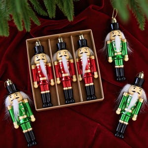 Nutcracker Soldier Christmas Ornaments, Red & Green Nutcracker Tree Hanging Baubles