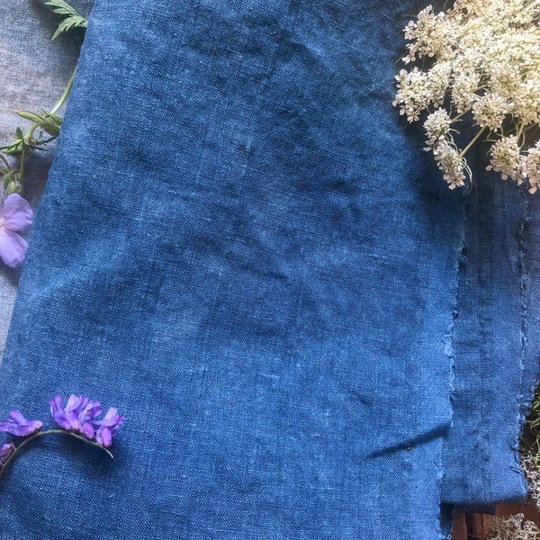 Dark Indigo Dyed Linen (1 yard)