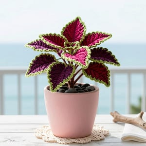 Crochet Coleus Plant Pattern PDF, Painted Nettle Houseplant Tutorial, Faux Potted Plant DIY, Colorful Foliage Decor, Plant Lover Gift