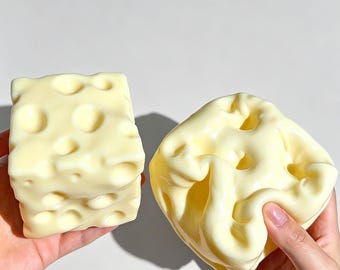 Pelota antiestrés con forma de cubo de queso blando / Juguete moldeable que no rebota