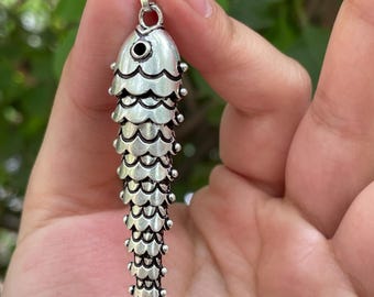 Large Articulated Fish Vintage Silver Charm or Pendant - Etsy
