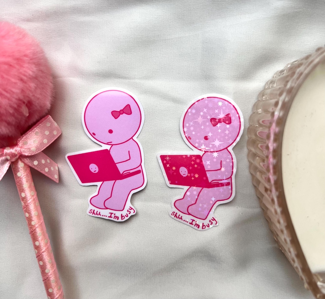 Shhh I'm Busy Cute Laptop Sticker - Etsy