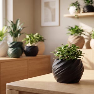 Spiral Plant Pot – Modern Organic Planter | Minimalist Home Decor | Unique Sculptural Flower Pot