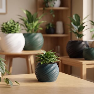 Spiralformad blomkruka – Modern ekologisk kruka | Minimalistisk heminredning | Unik skulptural blomkruka