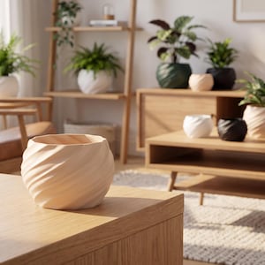 Vaso a spirale per piante – Collezione Nami | Fioriera moderna e organica | Arredamento minimalista per la casa | Vaso da fiori scultoreo unico