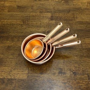 Copper Plate Vintage Measuring Cups, Set of 4