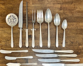 Cubiertos Oneida Vintage Royal Rose Plateados para Servir Tomate, Cuchara, Cuchillo o Tenedor para Trinchar - Repuestos