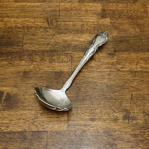 Northland Vintage Stainless Malmaison Gravy Ladle, Fancy Floral Rose Ladle, Japan