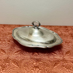 Barbour Silver Company BSCEP Vintage overdekte verzilverde serveerschaal met 3 vakken, ovale braadpan, sierlijke serveer- en tafeldecoratie