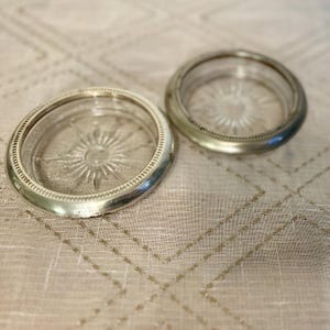 Vintage Leonard Silverplate Crystal Coasters: Starburst Design, Made in Italy (Set of 2)