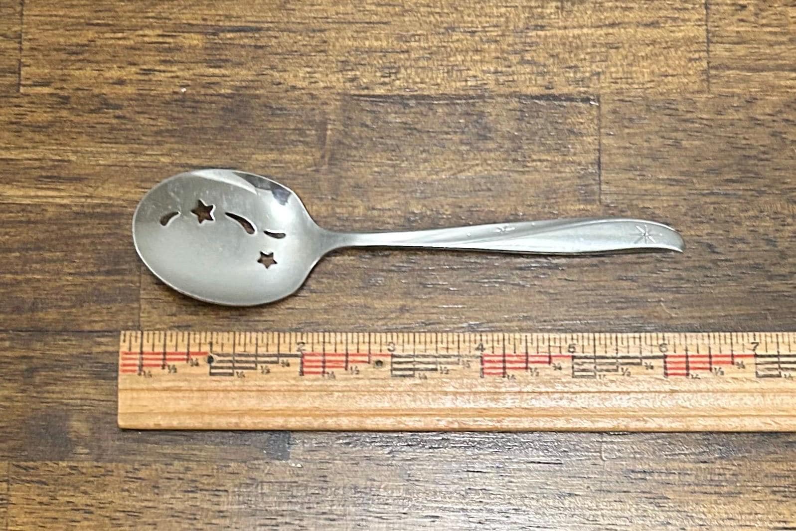 Vintage Oneida Twin Star Pierced Spoon, Dessert Server, Fork or